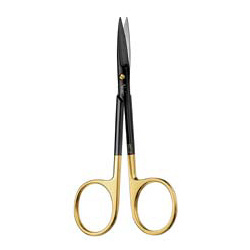 Ножницы хирургические, DUROTIP, Noir, изогнутые, остроконечные, 1 зубчатое лезвие, длина 110 мм - фото 0