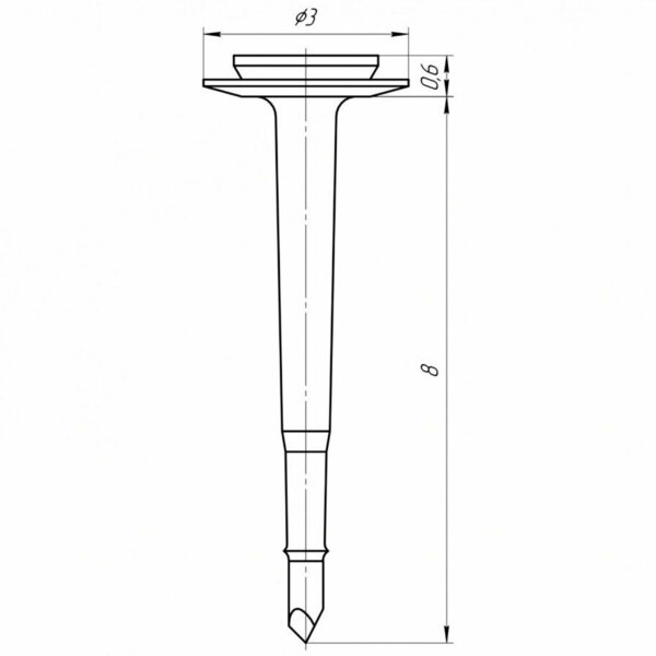 Пин безударный EndoCarbon, для фиксации мембран и титановых сеток, тип 2, L=8 мм, H=0.6 мм, D(шляпки/стержня)=3.0/0.6 мм, титан, 5 шт - фото 1