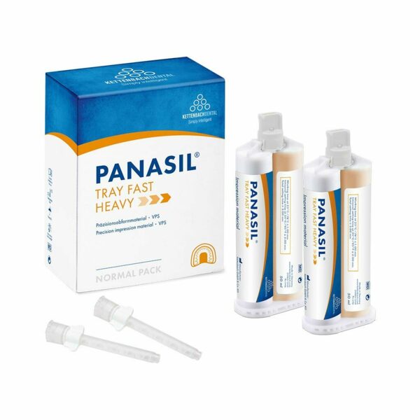 Оттискный материал Kettenbach Panasil tray Fast Heavy, с коротким временем пребывания во рту, вязкотекучий, устойчивый, темно-оранжевый, 2x50 мл + 6 канюль