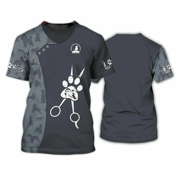 Футболка женская, принт "Dog Grooming", серый, M - фото 0