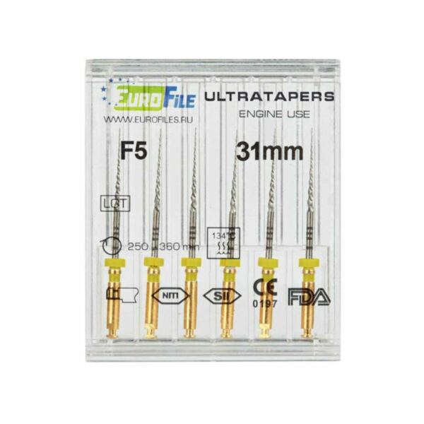 Файлы машинные Eurofile Ultratapers, для препарирования каналов, 31 мм, №F5, никель-титан, 6 шт - фото 1