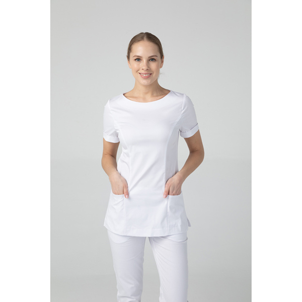 Туника женская Dr. Nice с молнией сзади, короткий рукав, белый, 46 - фото 2