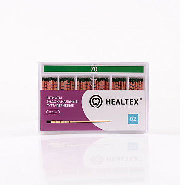 Штифты эндоканальные гуттаперчевые Healtex, с маркировкой длины, конусность 02, размер 70, 120 шт - фото 0