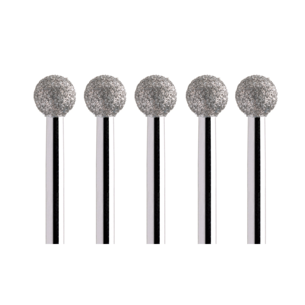 Бор алмазный 801, шаровидный, D=2.9 мм, FG, красный, 5 шт - фото 0