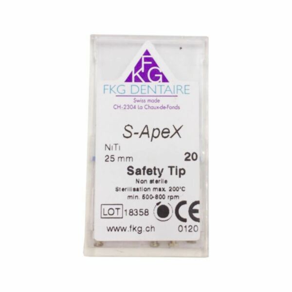 Файлы машинные FKG S-Apex, для апикального препарирования, 25 мм, №20, никель-титан, 6 шт - фото 1
