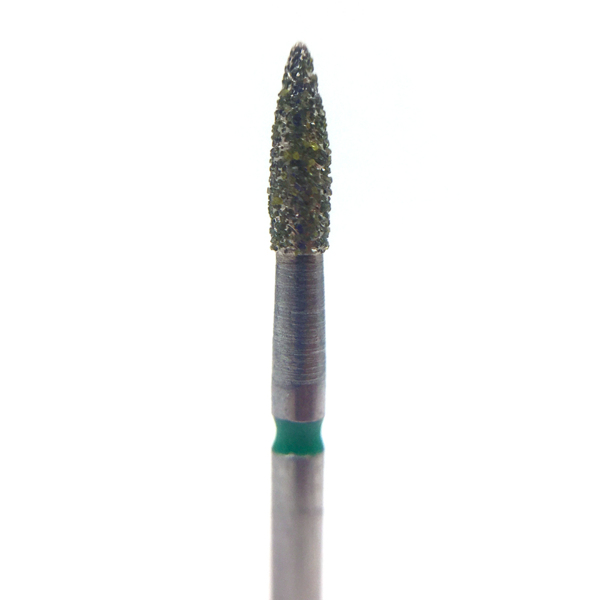 Бор алмазный 860G, пламя, D=1.6 мм, L=5.0 мм, FG, зеленый, 5 шт - фото 0