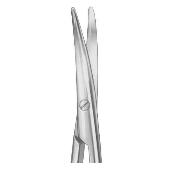 Ножницы препаровальные, DUROTIP, изогнутые, тупоконечные, 1 зубчатое лезвие, длина 115 мм - фото 1