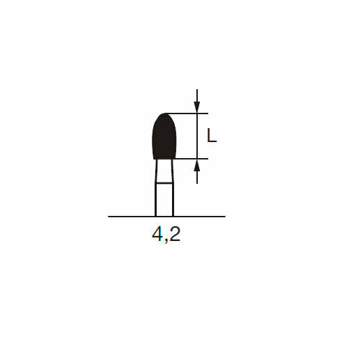 Финишный твердосплавный бор CF 379 B, олива, D=2.3 мм, L=4.2 мм, FG, красный + фиолетовый - фото 1