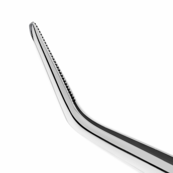 Пинцет анатомический HLW College №22-3, изогнутый, для фиксации мягких тканей, рифленые зубчики, L=150 мм, с фиксатором, сталь, 1 шт - фото 2