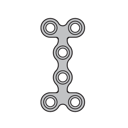 Мини-пластина низкопрофильная, Т-образная, двойная, толщина 0.6 мм