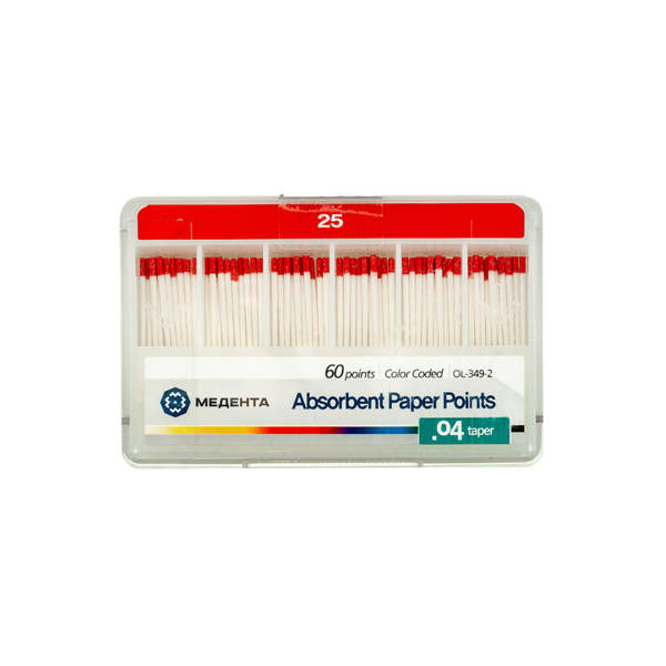 Штифты бумажные Meta Biomed Медента, абсорбирующие, с маркировкой длины, №25/.04, 60 шт - фото 0