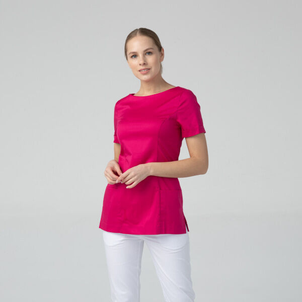 Туника женская Dr. Nice с молнией сзади, короткий рукав, малиновый, 50 - фото 2