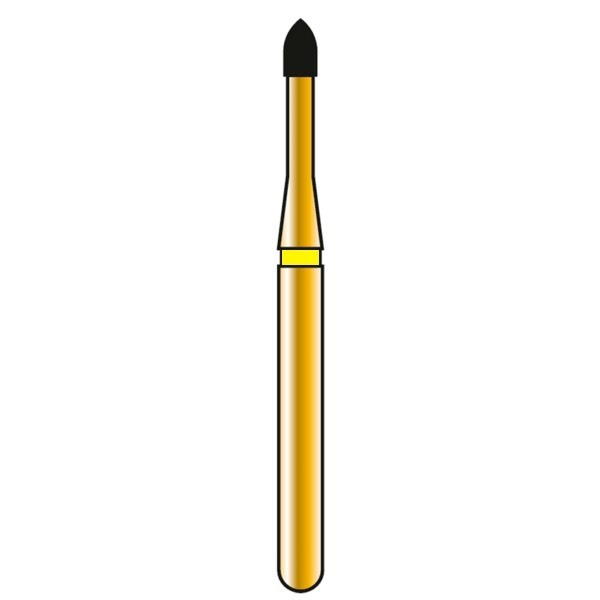 Бор алмазный G874, торпеда, D=1.2 мм, L=2.0 мм, FG, желтый, 1 шт - фото 0