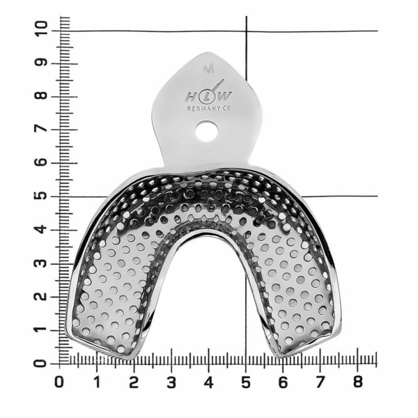 Ложка оттискная HLW, полная, перфорированная, нижняя челюсть, размер M, сталь, 1 шт - фото 1