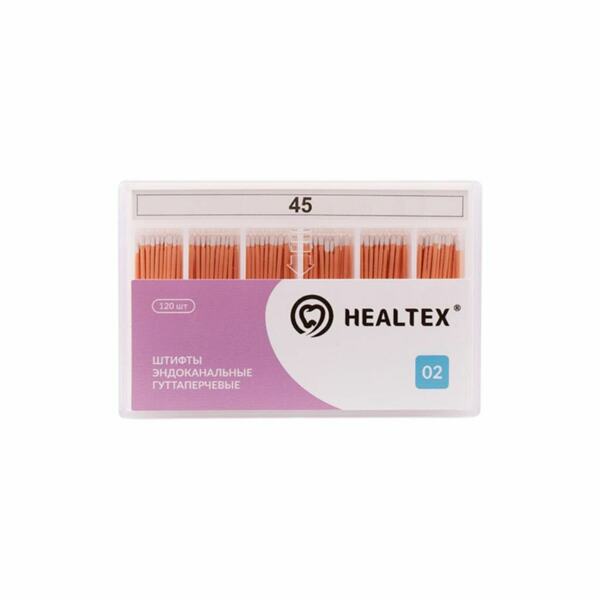 Штифты гуттаперчевые Healtex, для пломбирования корневых каналов, без маркировки длины, №45/.02, 120 шт - фото 0