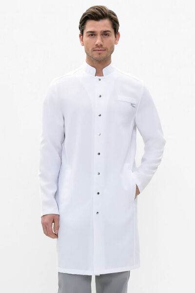 Халат мужской 584 Streich, длинный рукав, белый, 56 - фото 0