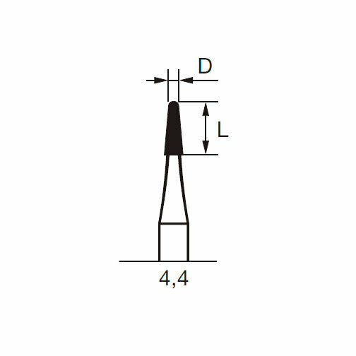 Бор твердосплавный CB 33 R, конус закругленный, с зубцами, D=1.6 мм, L=4.4 мм, FG, синий - фото 1