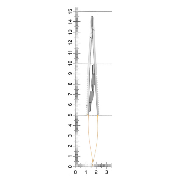 Иглодержатель Castroviejo TC, микрохирургический, изогнутый, 14 см, (5-0, 6-0, 7-0) - фото 4