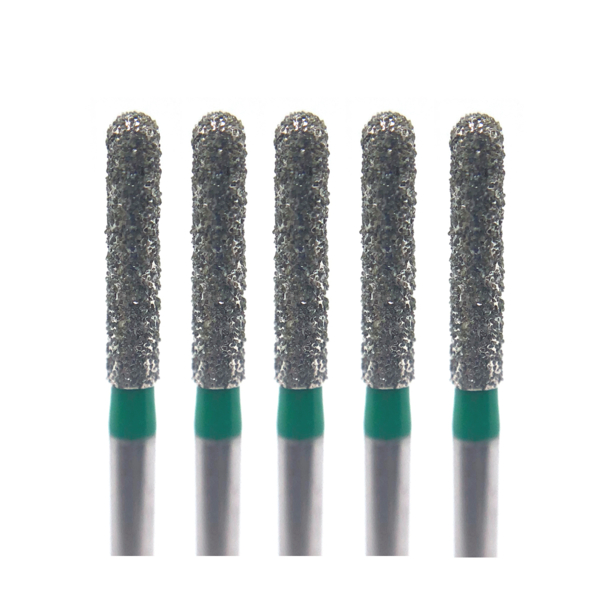 Бор алмазный Ecoline E 881, цилиндр закругленный, D=1.4 мм, FG, зеленый, 5 шт - фото 0