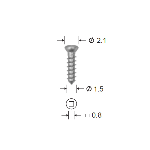 Винт самонарезающий запасной, D (стержня/шляпки)=1.5/2.1 мм, L=6 мм, S=0.8 мм (шлиц-квадрат) - фото 1