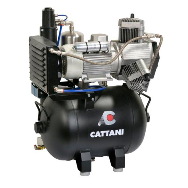 Cattani - компрессор стоматологический безмасляный, трёхцилиндровый, с осушителем, 238 л/мин, ресивер 45 л, 3-х фазный - фото 0