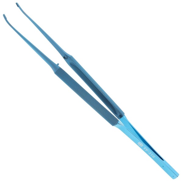 Пинцет атравматический Микрохирургические технологии, плавноизогнутый, для деликатного захвата, рифленые зубчики, L=173 мм, титан, 1 шт - фото 0
