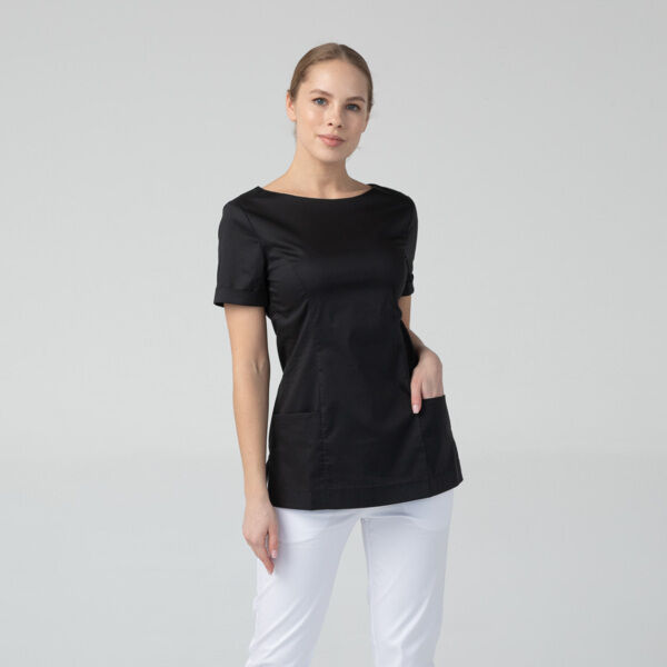 Туника женская Dr. Nice с молнией сзади, короткий рукав, черный, 42 - фото 2