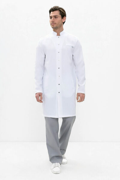 Халат мужской 584 Streich, длинный рукав, белый, 48 - фото 3