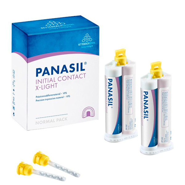 Panasil initial contact X-Light - корригирующий материал на основе А-силикона, 2x50 мл + 8 смесителей