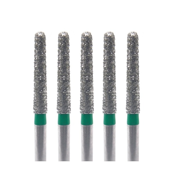 Бор алмазный Ecoline E 856L C, конус закругленный, D=1.8 мм, FG, зеленый, 5 шт - фото 0