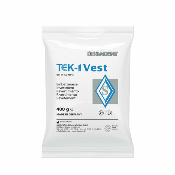 TEK-1 VEST - сверхтекучая, фосфатная, высокоточная паковочная масса, без графита, коробка 20 кг (112 х 180 г)