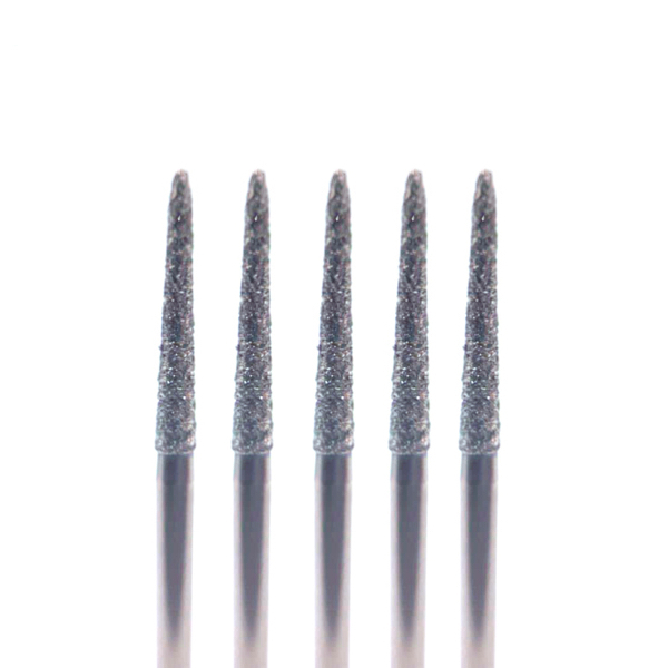Бор алмазный 858, пика, D=1.8 мм, L=8 мм, FG, зеленый, 5 шт - фото 0