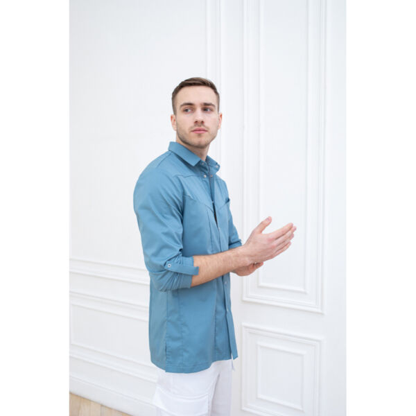 Рубашка медицинская мужская Dr. Nice DRN712, деним, 54 - фото 3