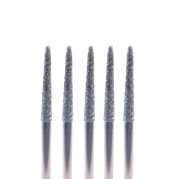 Бор алмазный 858, пика, D=1.4 мм, L=8 мм, FG, зеленый, 5 шт - фото 0