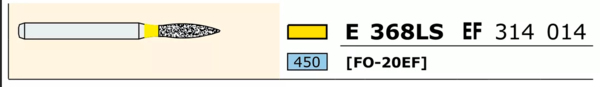 Бор алмазный Ecoline E 368 LS, бутон удлиненный, D=1.4 мм, FG, желтый, 1 шт - фото 2