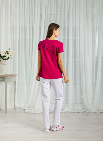 Блуза медицинская женская White Wears «Виктория», малиновый, 42 - фото 2