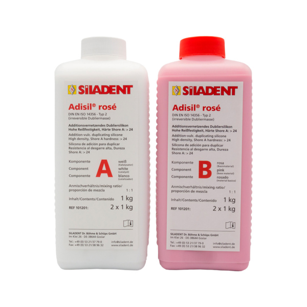 Adisil pink 1:1 (small aperture) - дублирующий силикон дополнительного отверждения, розовый, 2х6 кг - фото 0