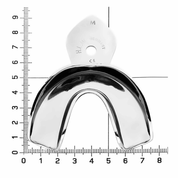 Ложка оттискная HLW, полная, без перфорации, нижняя челюсть, размер M, сталь, 1 шт - фото 1
