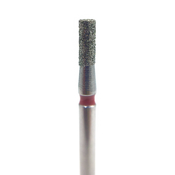 Бор алмазный 835F, цилиндр плоский, D=1.4 мм, L=3.5 мм, FG, красный, 5 шт - фото 0