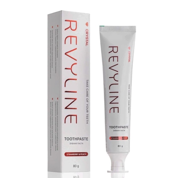 Зубная паста Revyline Crystal, без фтора и хлоргексидина, со вкусом клубники и персика, 80 г, 1 шт