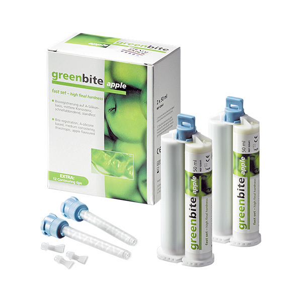 Greenbite apple - материал для регистрации прикуса на основе A-силикона, стандартная упаковка 2х50 мл - фото 0
