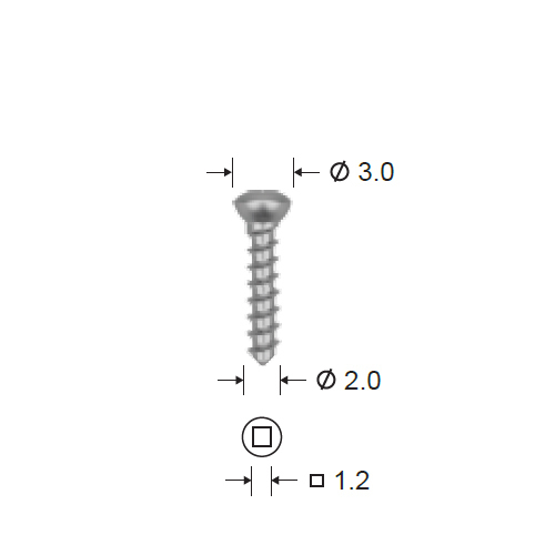 Винт самонарезающий, D (стержня/шляпки)=2.0/3.0 мм, L=7 мм, S=1.2 мм (шлиц-квадрат) - фото 1