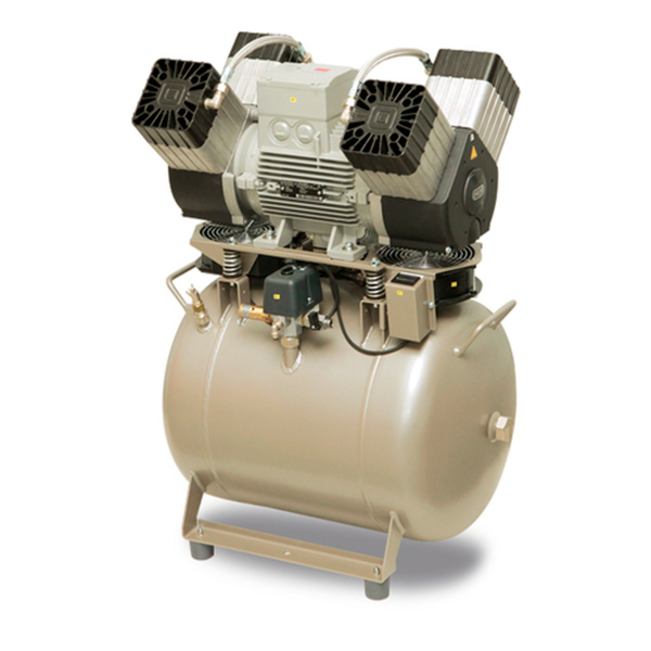 EKOM DK50 4VR/50/M - безмасляный компрессор для 4-x стоматологических установок без кожуха, с осушителем, с ресивером 50 л - фото 0
