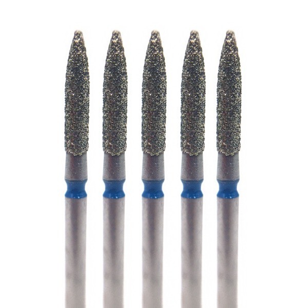 Бор алмазный 862, цилиндр заостренный, D=1.6 мм, L=8.0 мм, FG, синий, 5 шт - фото 0