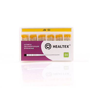 Штифты абсорбирующие бумажные Healtex, с маркировкой длины, конусность 04, размер 50, 100 шт - фото 0