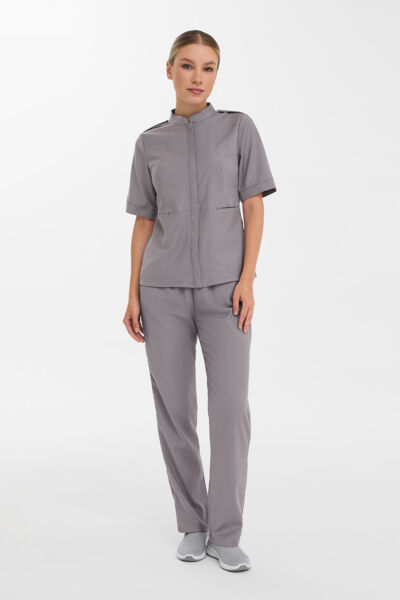 Рубашка женская на молнии Тезис TZ400, серо-бежевый, 52 - фото 2