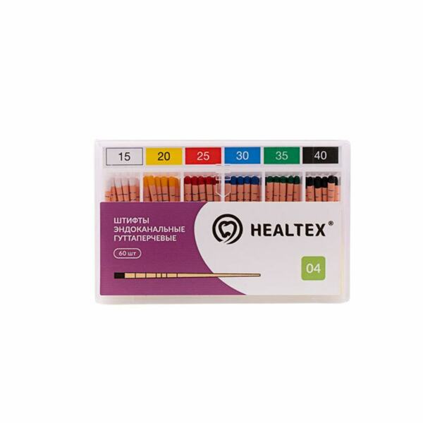 Штифты гуттаперчевые Healtex, для пломбирования корневых каналов, с маркировкой длины, набор №15-40/.04, 60 шт - фото 0