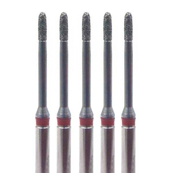 Бор алмазный 863LF, торпеда, D=0.9 мм, L=11.5 мм, FG, красный, 5 шт - фото 0