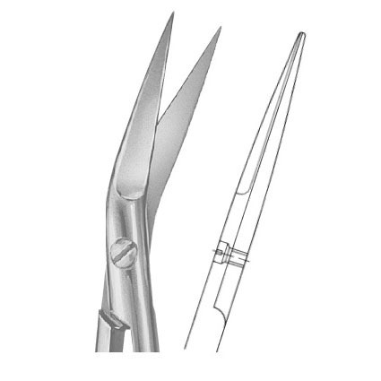 Ножницы препаровальные, изогнутые, под углом, остроконечные, длина 110 мм - фото 1