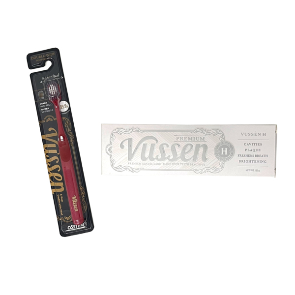 Комплект зубная паста Vussen H + щетка Vussen "Double-Wide", красная - фото 0